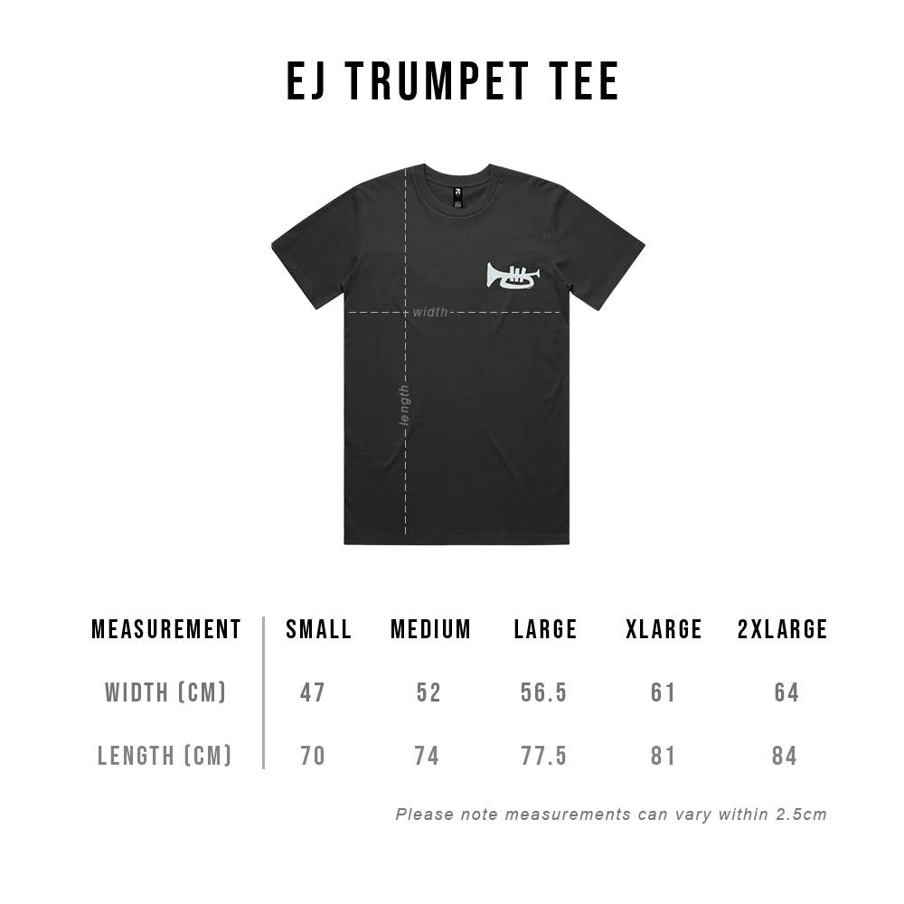 Everything Jazz Trumpet T-Shirt measurements